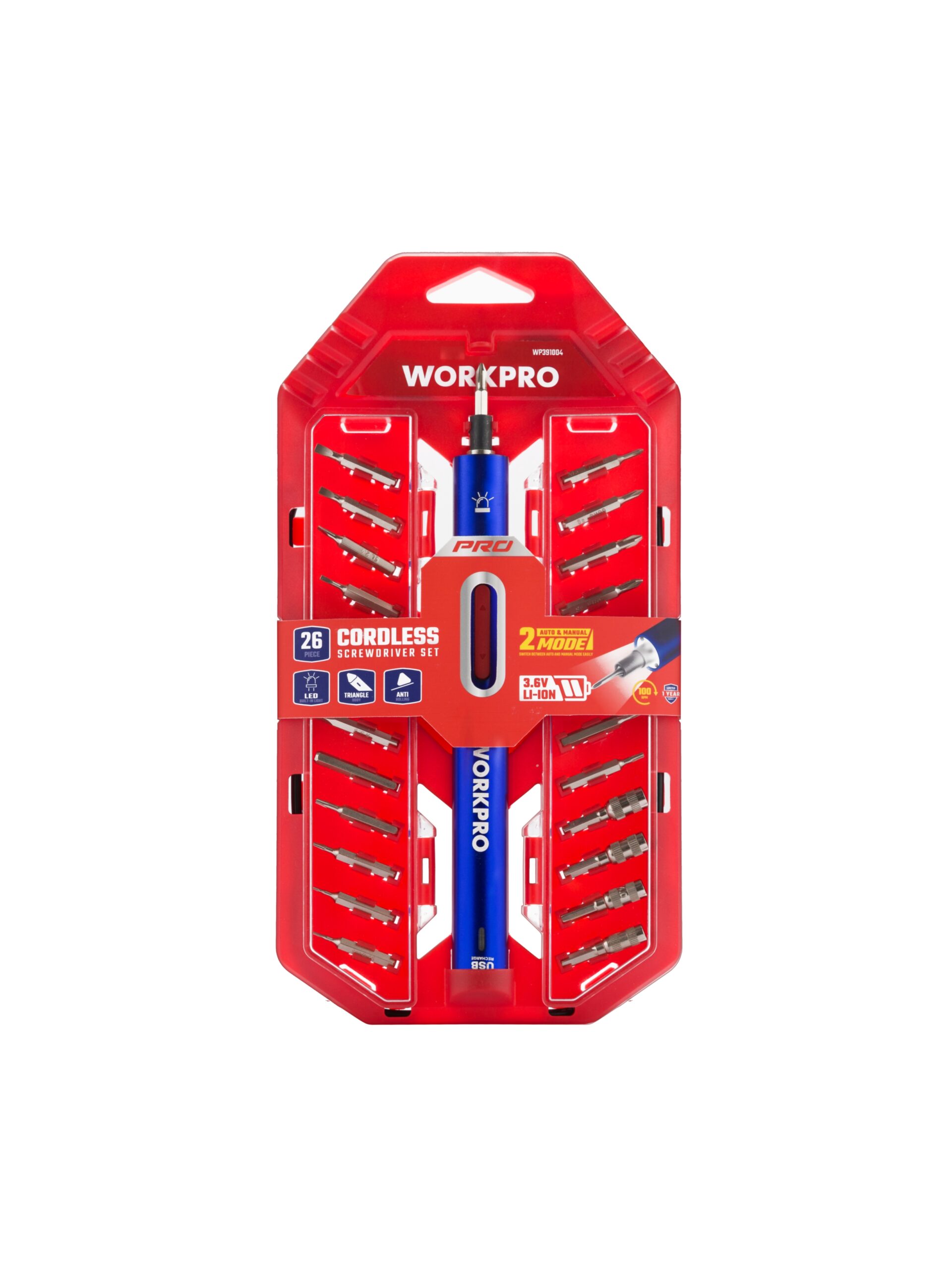 WORKPRO 26PC 3.6V Li-ion USB Rechargeable Precision Screwdriver Kit